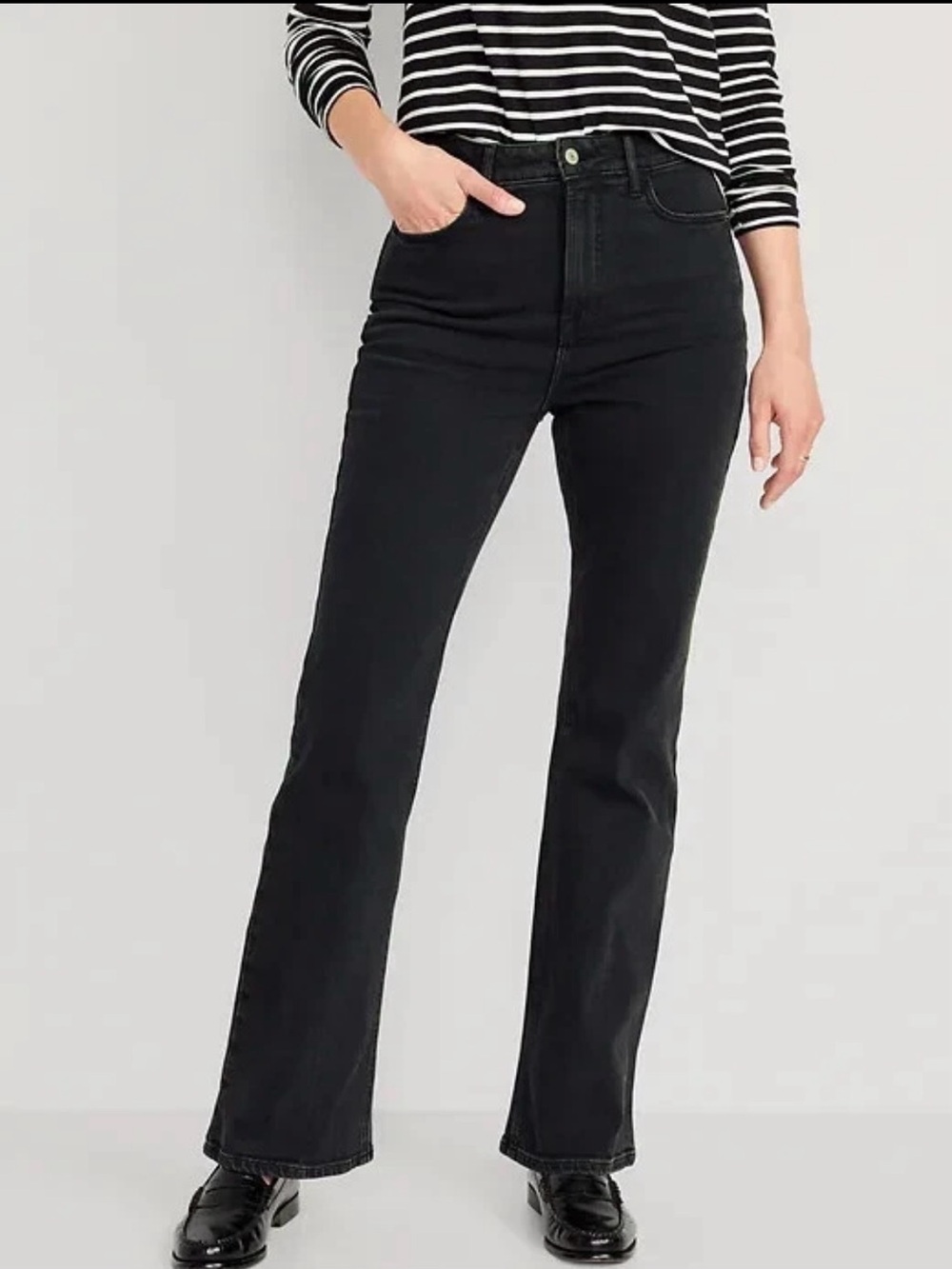 Old Navy Higher High Rise Black Denim Western Flare Jeans